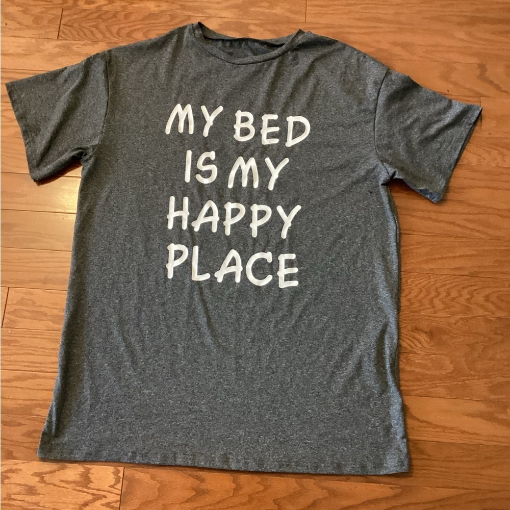 Gray Sleep T-Shirt - 'My Bed is My Happy Place' - Picture 1 of 3
